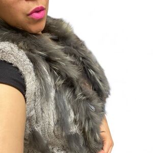 New Giorgio Italy  Rex Rabbit chinchilla Fur Vest Women Size Medium